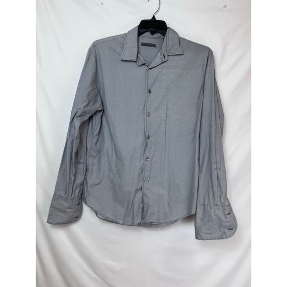 John Varvatos Men's Diamond Print Button Up Shirt French Cuff Dressy - L - Picture 1 of 8